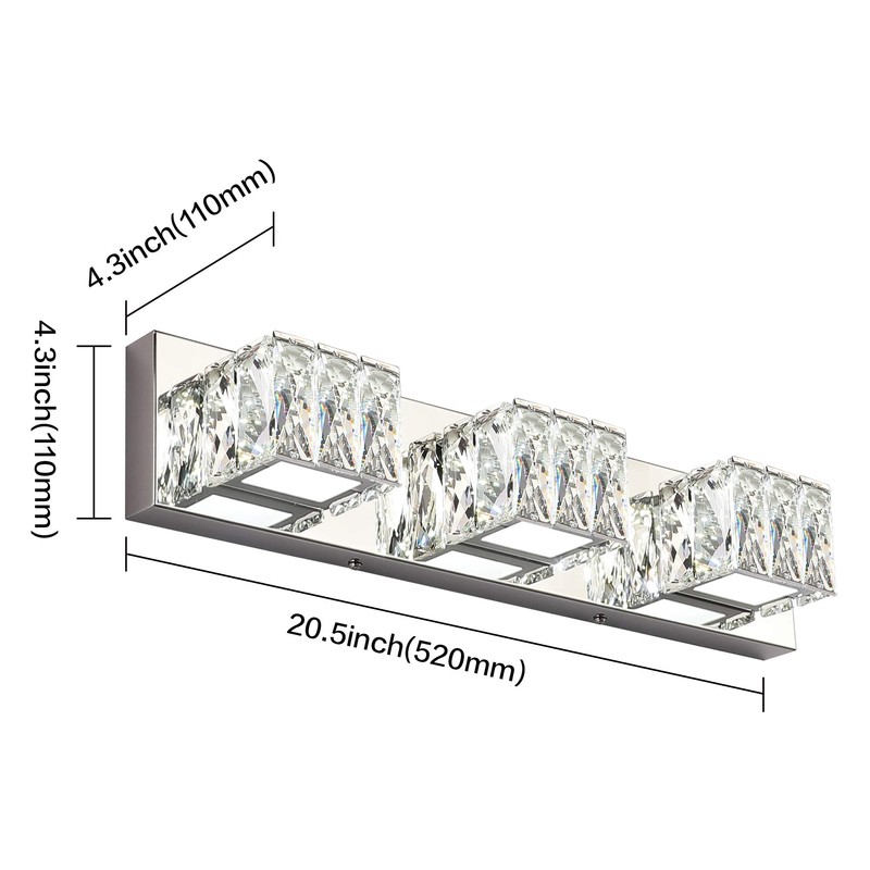 ZUZITO LED Bathroom Light Fixture Modern 3 Light Crystal Vanity