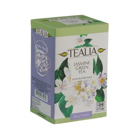 Tealia Premium Jasmine Green Tea – Light & Aromatic, Naturally Scented,Regular 20 Tea Bags (2g Each)
