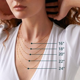 PAVOI Square Box Italian Solid 925 Sterling Silver, 22K Gold Plated, 0.8mm Italian Diamond-Cut Square Box Chain Necklace for Men and Women, MADE IN ITALY (20, White Plated)