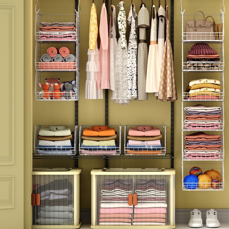 X-cosrack 6 Tier Closet Hanging Organizer, Clothes Hanging Shelves with
