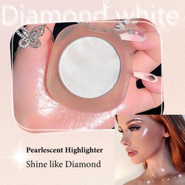 Highlighter Powder Makeup Palette, Diamond Shine Highlighter, Face Highlighter Palette, Long Lasting Lightweight Shimmer Colors for Highlighting and Contouring (Pearl White)