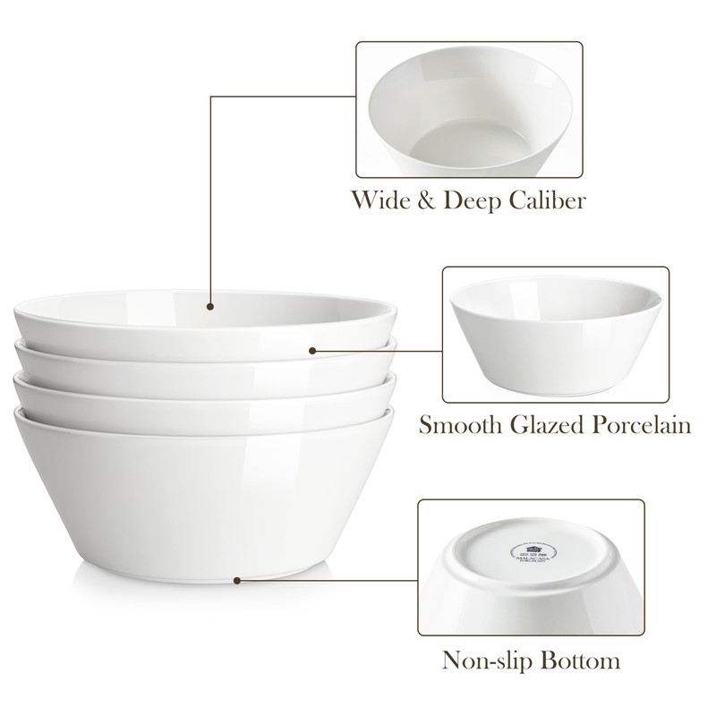 MALACASA Large Salad & Soup Bowls - Set of 4,