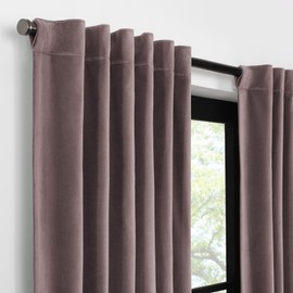 Eclipse Luxury Cotton Velvet 100% Blackout Rod Pocket Back Tab 84" x 50" Curtain Window Panel in Truffle, 50x84