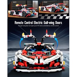 BAV 1:10 Race Car MOC Building Kit and Engineering Toy, Adult Collectible Sports Car Technology Car Building Kit, Remote Control Scale Sports Car Model for Adults Men Teens(2277 Pcs)