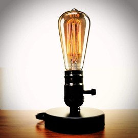 YUANKANG Edison Desk Lamp, Vintage Table Lamp Base, E26 E27 Industrial 3.39", Black