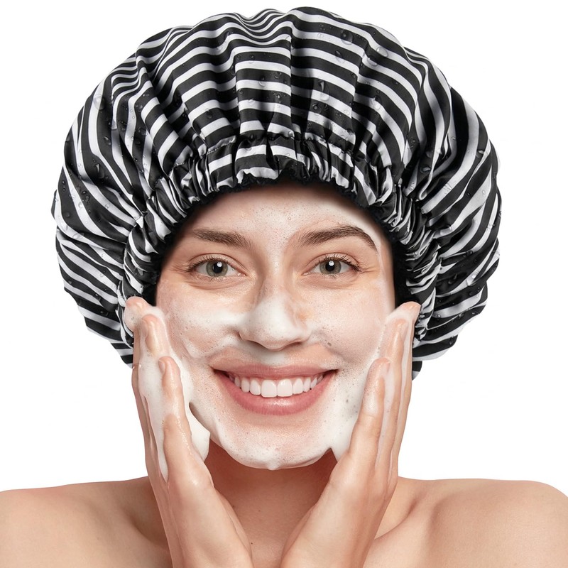 Shower Cap for Women Terry Lined Bath Cap Large Reusable