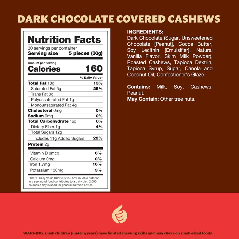 Dark Chocolate Covered Cashews 2-Pound Bag | Bulk Dark Chocolate