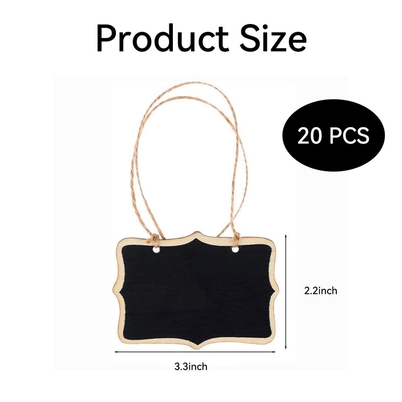 Pack of 20 Mini Blackboards Double-Sided Small Board for Hanging,