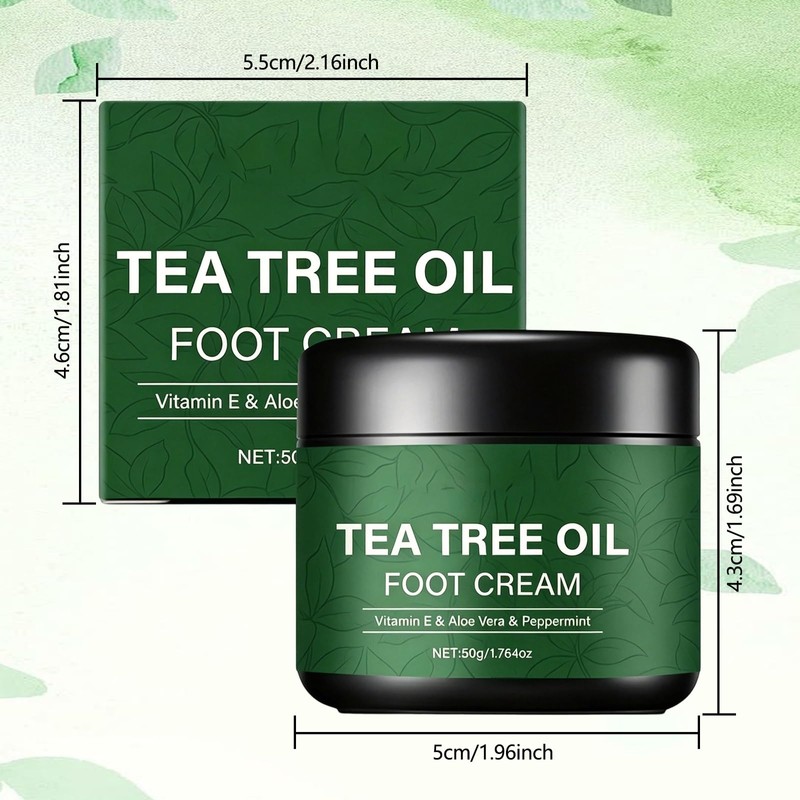 NUOKOU 2PCS Tea Tree Oil Foot Cream,with Vitamin E, Aloe