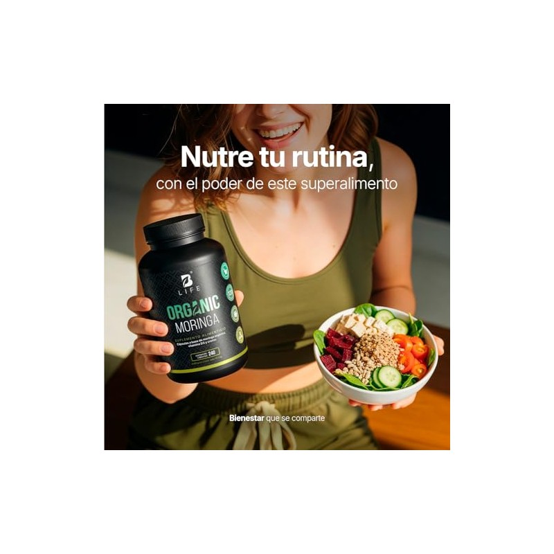 Life Moringa Orgánica 240 Cápsulas 1000mg Por Porción Superalimento Potenciado
