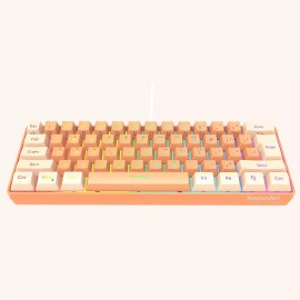 Snpurdiri 60% Wired Gaming Keyboard, RGB Backlit (Cream and Orange)