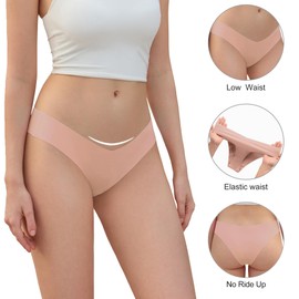 DEANGELMON Women Seamless Bikini Cheeky Underwear Invisible No Show Panties V-Waist Hipster Ladies Soft Stretch Multi Pack(6P15,M)
