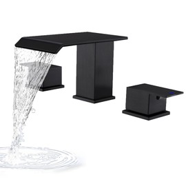 BEIYI Matte Black Roman Tub Faucet, Deck Mount Bath Tub Faucet Set 3 Hole Waterfall Bathtub Faucet High Flow Garden Tub Filler