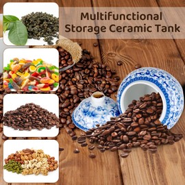 Yunjuhop Chinese Vase White Blue Ceramic Ginger Vases for Home Decor Vase Cineserie Ceramic Vase with Lid (Magnolia)