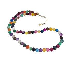 Handmade Women's Girls Edelstein Perlen Halskette Choker 6mm Runde Perlen - Natürliche Edelsteine Healing Crystal Beaded Jewellery | Geschenkideen für Frauen, Mädchen (Mehrfarbiger Achat)