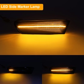 Aexploer Side Marker Lights LED Compatible with G35 2D Coupe 2003-2007 / for Skyline V35 Coupe 2002-2007,Front Fender Bumper Side Markers Lamps(Amber Dynmaic+White Smoked Len)