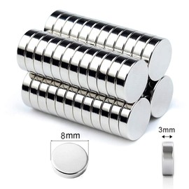 Neodymium Magnets, Multi-Use Strong Permanent Round Small Magnets for Whiteboard, Notice Board, Magnetic Board, Notice Board, Refrigerator, Picture Magnet, and Much More (8 x 3 mm - Pack of 50)