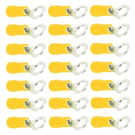Mintice 100 X Yellow 5/16" Inch Copper Ring Butt Insulated Terminals Connectors 10-12 Gauge AWG Crimp Wire Electrical Cable Crimp M8