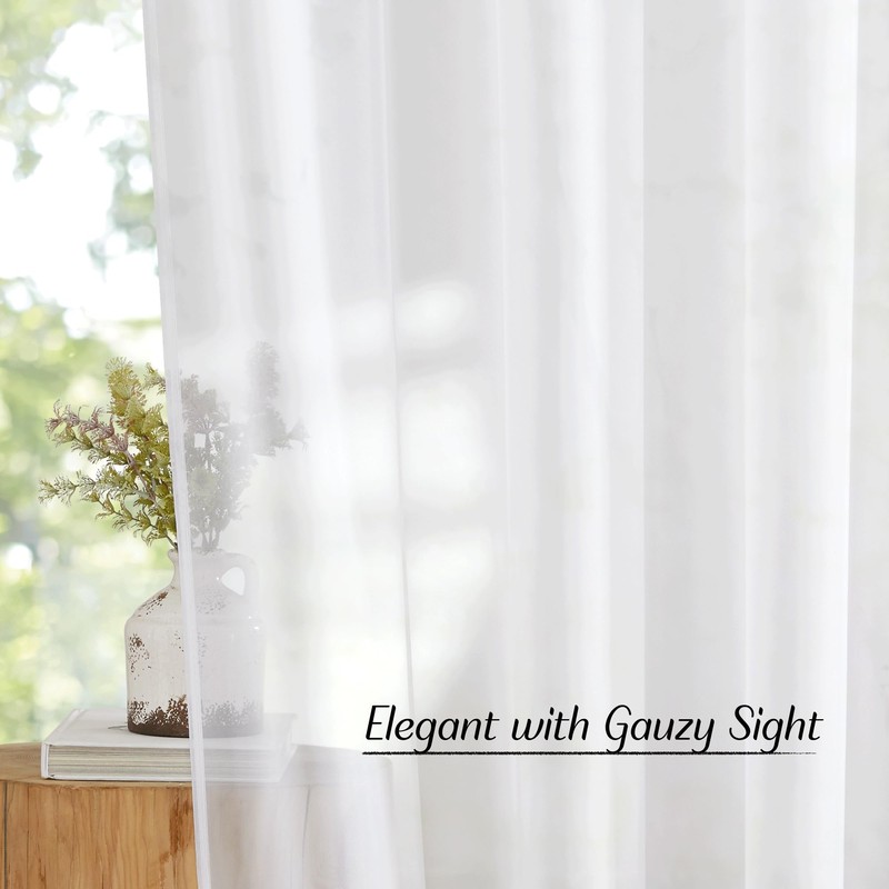 NICETOWN White Sheer Curtains 84 inches Long - Home Decoration