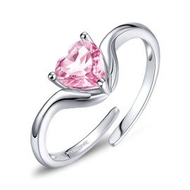 CRYSLOVE Hug Ring for Women 925 Sterling Silver Adjustable Open Birthstone Ring Embrace Thumb Hug Hand Finger Heart Rings for Wife Girlfriend