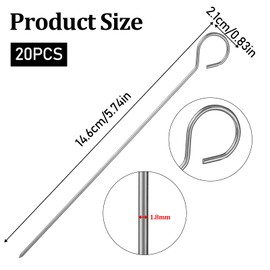 20PCS 6'' Turkey Lacers for Trussing Turkey Stainless Steel Metal Skewers Wraps Turkeys Lacers Roast Goose Needle Barbecue Skewers for Barbecue BBQ Cooking Kitchen Chicken Roast Supplies