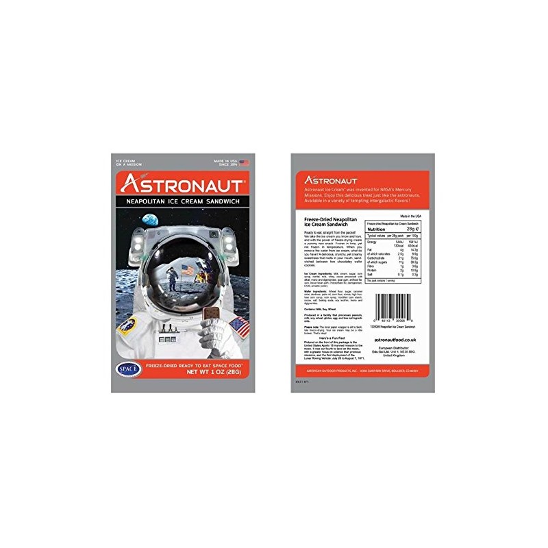 Astronaut Space Food - Neapolitan Ice Cream Sandwich (4 Packets)