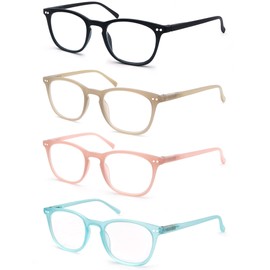 OLOMEE Reading Glasses Women Colorful Round Readers +1.00 Lightweight Stylish Cute Women Cheaters Glasses Comfortable Spring Hinge 4 Pack