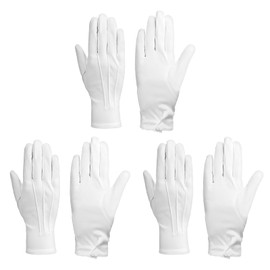 cxxtkcxxlc 3 Pairs of Nylon Cotton Gloves, White, Men's White Gloves, White Gloves for Formal Occasions, Police Uniforms, Weddings, Parades and More, White