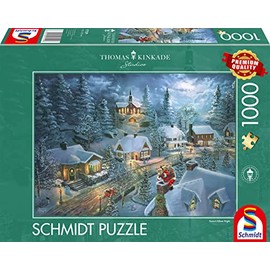 Schmidt Spiele 57529 Thomas Kinkade Christmas Motif, Santas Silent Night, 1000 Pieces, Multi-Coloured