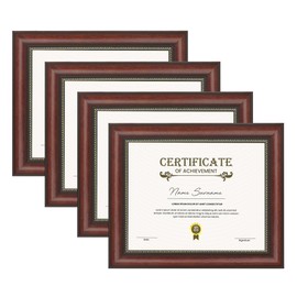 JackMa Diploma Frame | Certificate Frame with HD Tempered Glass, Display 8.5 x 11, Tabletop & Wall mount (Set of 4), 8.5 by 11 Chestnut Document Frame