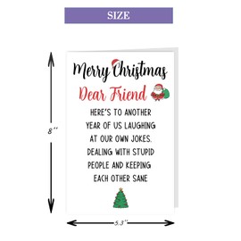 XXDJLP Merry Friends Christmas Card, Happy Friendship Christmas Card for BFF Bestie, Best Friend Card for Friend Family, Cute Xmas Holiday Card for Women Men