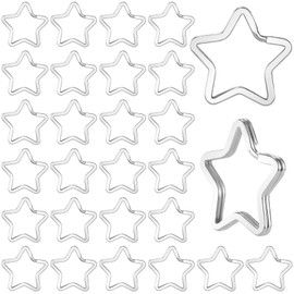 HINZIC 28Pcs Star Shape Carabiner Clips, Metal Spring Snap Hook Keyring Carabiners, Alloy Key Holder Keyring for Jewelry Making Home Office Art Lanyards Camping Hiking Outdoor