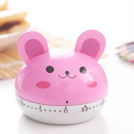 Ranvi - Temporizador mecánico de cocción para conejos, herramienta de sincronización de cocina de dibujos animados para cocinar y hornear (rosa)