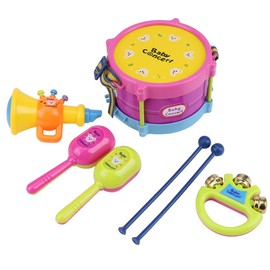 Instrumento Musical , 7Pcs Preescolar Musicales Set Tambor Campana Arena Martillo Trompeta Musicales Set para