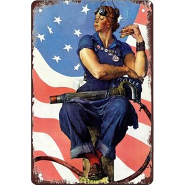 YTOMEAT rosie the riveter norman rockwell Metal Tin Sign Wall Decor Fun Decoration for Home Kitchen Bar Room Garage Vintage Retro Plaque 12x8 Inch