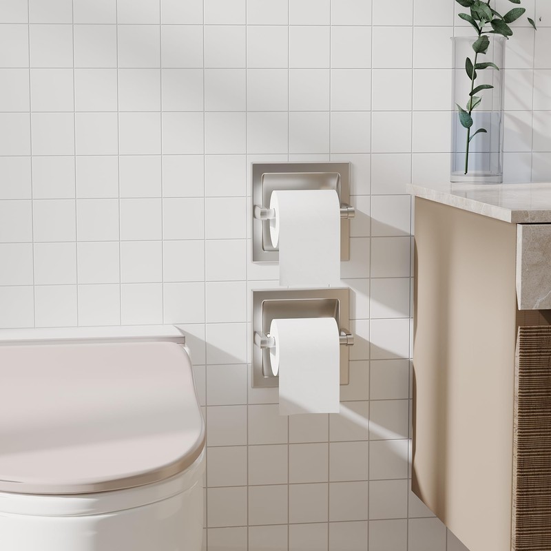 WZKALY Toilet Paper Holder 2 Pack, Recessed Pivoting Toilet Paper