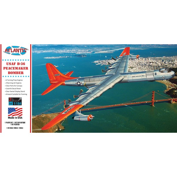 Atlantis Models 1/184 US Air Force B-36 Peacemaker Bomber Plastic Model Kit