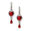Valentines' Day Red Heart Romance Dangle Earrings Austrian Crystals Thorns