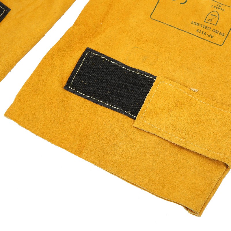 Pair Welding Sleeve Cowhide Wearproof Heat Resistant Golden Yellow for
