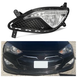 HECASA Halogen Left Fog Light Assembly Compatible with 2013-2017 Hyundai Genesis Coupe Replacement for 922012M500 865512M300 HY2592156 w/Fog Lamp Cover & Connector Driver Side