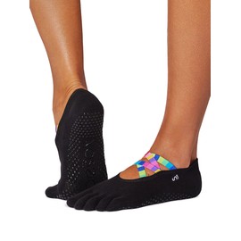 Toesox Toe Socks, 5 Toe Socks, Anti-Slip, Elle Grip, Yoga Socks, Pilates, Ballet, Sweat Absorbent, Quick Drying, Breathable, Foot Cover, Flash Stripe Full Toe