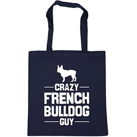 Hippowarehouse Crazy French Bulldog guy Tote Shopping Gym Beach Bag 42cm x38cm, 10 litres