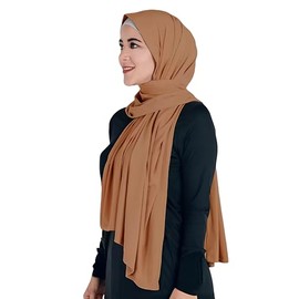 Lina & Lily Maxi Hijab Jersey Premium, Headscarf Scarf Turban for Muslim Women, caramel