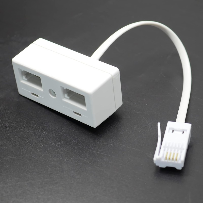 Casoter Double Telephone Socket Adapter, 1 BT Plug to Two