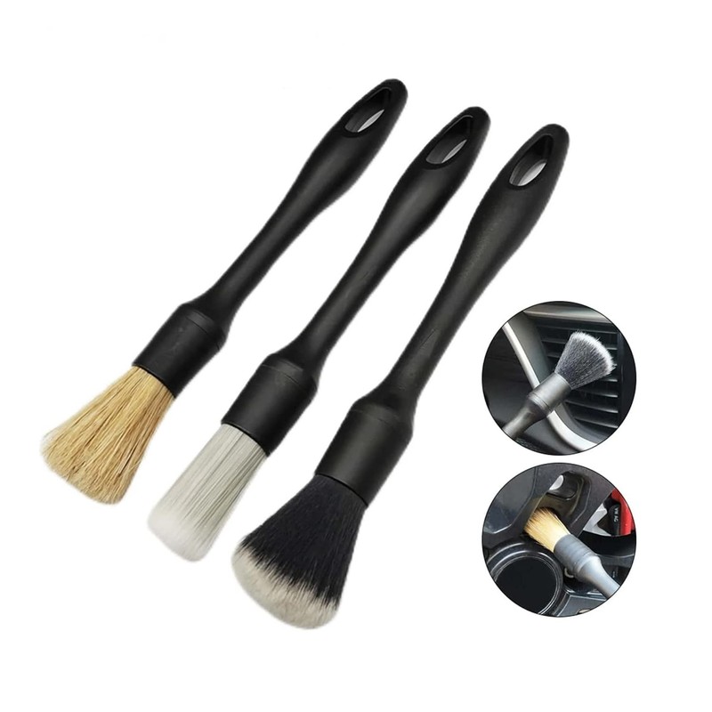 3 x Specialist Detailing Brushes for Car Cleaning Vents, Dash,