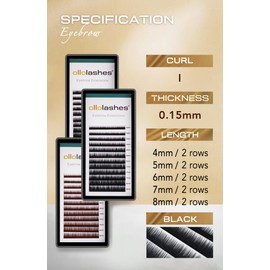 Eyebrow Extensions I Curl 0.15mm Mix4-8mm 4mm 5mm 6mm 7mm 8mm Black Color (Black Mix4-8mm 0.15 I Curl)