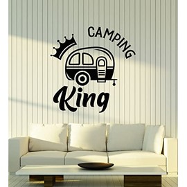 Large Vinyl Wall Decal Camping King Camp Hobby Tourism Decor Stickers Mural (g7919) Black