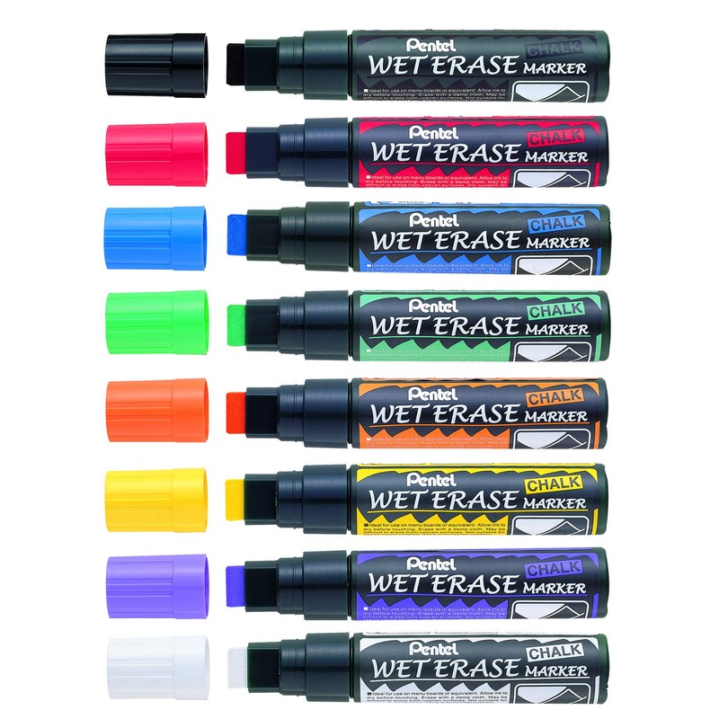 Pentel Wet Erase Jumbo SMW56-W Chalk Markers Chisel Tip 3.5-10.5