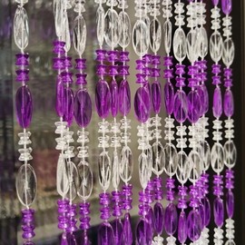 ave split Beaded Curtain Doorways Acrylic Hanging Door Beads String Curtains Tassel Room Divider Screen Decor for Doorway Window Living Room Wedding (1, Purple, 39 inch x 78.7 inch), ES041
