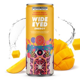 Collective Arts Wide Eyed Energy Drinks | Naturally-Flavored Caffeinated Vitaminized Sparkling Beverage With Fruit Extracts | Mango Peach MAX | Pack of 12 | 12 fl oz.(355ml)